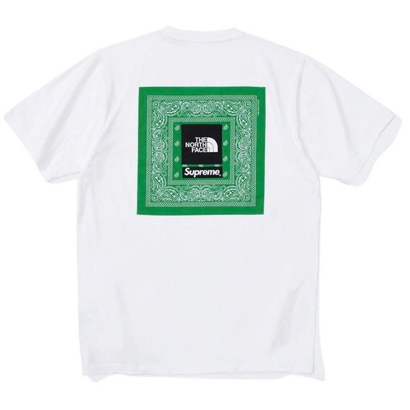 NWT The Northface x Supreme 2022 Bandana T-Shirt in Green Men's Size L Unisex